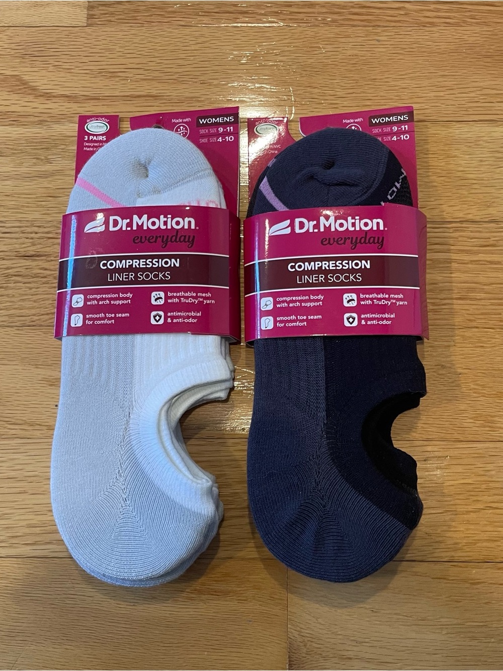Dr. Motion Compression Liner Socks Women’s 9-11 - New in package (6 Pairs Total)